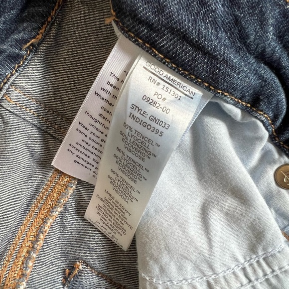 Good American Good Waist Denim High Rise Palazzo Cropped Jeans Indigo Sz 12 - Picture 5 of 12